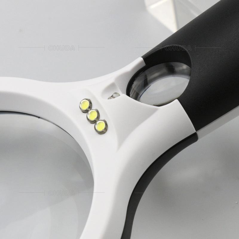 Handheld Magnifying Glass 120Mm for Elderly Reading and Appreciation 4Led Magnifying Mirror Female Double Mirror Surface