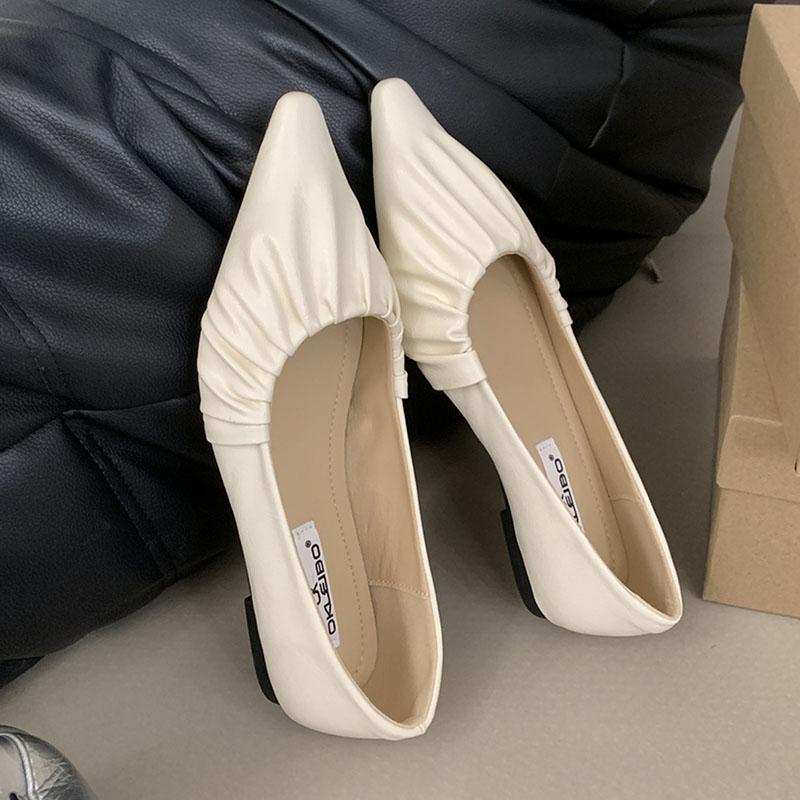 

Модная женская обувь с острым носком, мягкие женские балетки, шлепанцы, слипоны, модные неглубокие женские балетки, туфли-лодочки 35 бежевый
