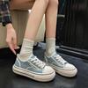 Frühjahr und Sommer 2025 neue koreanische Version von Canvas-Schuhen, Studentinnen tragen vielseitige Freizeitschuhe mit dicker Sohle, Ins-Trend-Board-Schuhe, Damenschuhe