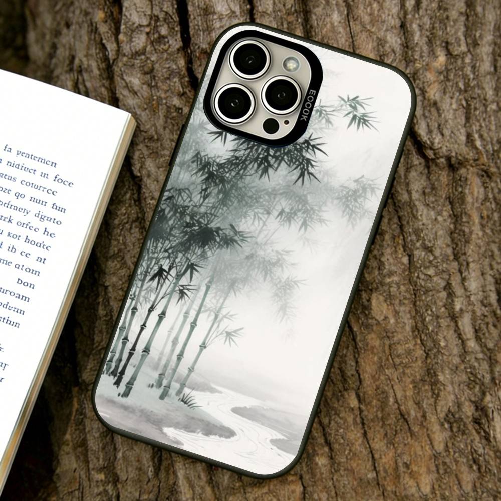 Classical Chinese Landscape Phone Case For iPhone 17,16,15,14,13,12,11 Plus,Pro Max,XS,Colorful Silver Phone Case Funda Cover