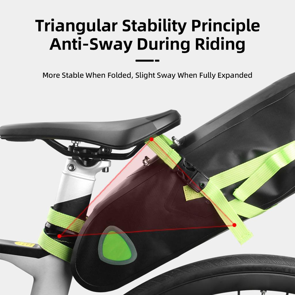Bolsa de Selim de Bicicleta à Prova de Chuva Bolsa de Traseira de Bicicleta Grande Capacidade 10L com Estrutura para Mountain Bike e Estrada