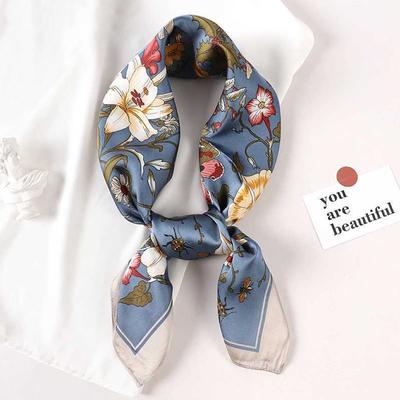 Luxury  Silk Square Scarf Women Flower Neck Hair Tie Band Beach Hijab Kerchief Head Headbands Bandana Female Foulard 70Cm