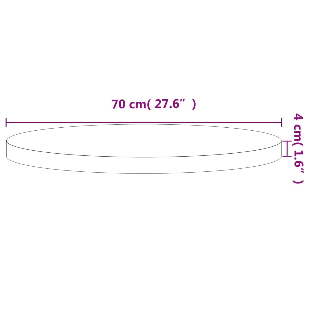 Vidaxl Tabletop, Ø70X4 Cm, Round, Solid Beech Wood