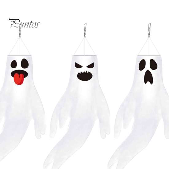 Party Atmosphere Props 44 Inch Halloween Hanging Ghost Windsock, White Flying Ghosts Flag Wind Scary Yard Socks for Tree, Outdoor Patio, Decor