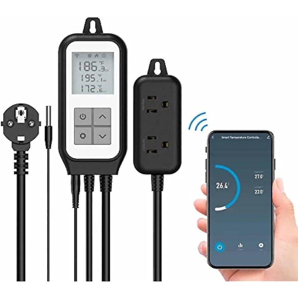 Temperature Controller Wifi Digital Temperature Controller Heating Cooling Output Smart Reptile Thermostat App Remote Control Temperature Con