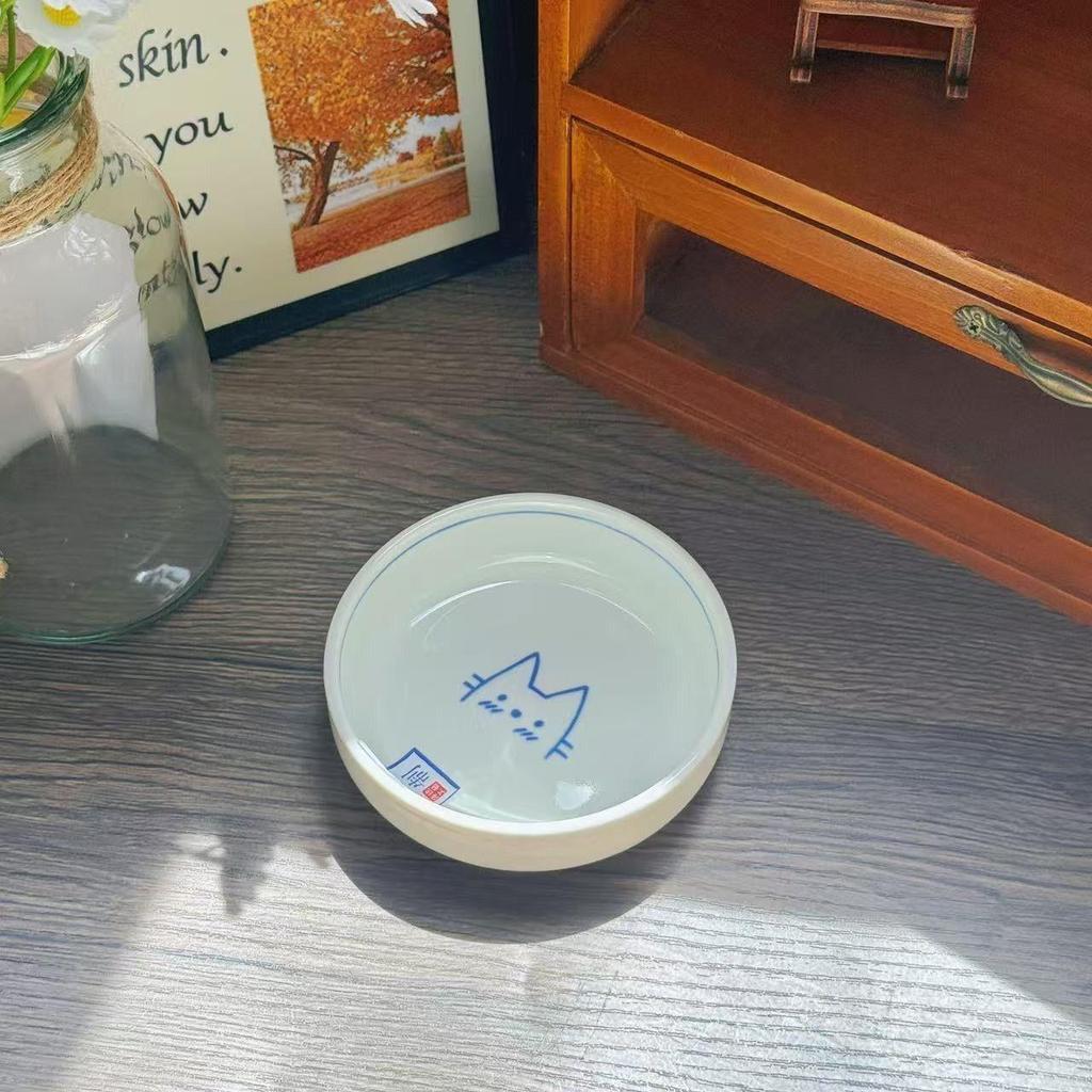Cute Anti-Knock Ceramic Cat Bowl – Easy-to-Clean Water and Food Bowl with Anti-Black Coating for Pets