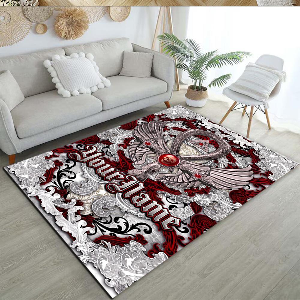 Gothic Illustrations Customizable Name Carpet Design for Dormitory Playrooms Outdoor Entryway Anti-slip Rug Decorate Offices