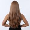 European and American Fashion Big Wave Long Curly Wig, Light Golden Brown Daily Air Bangs Natural High-Temperature Fiber Hairpiece