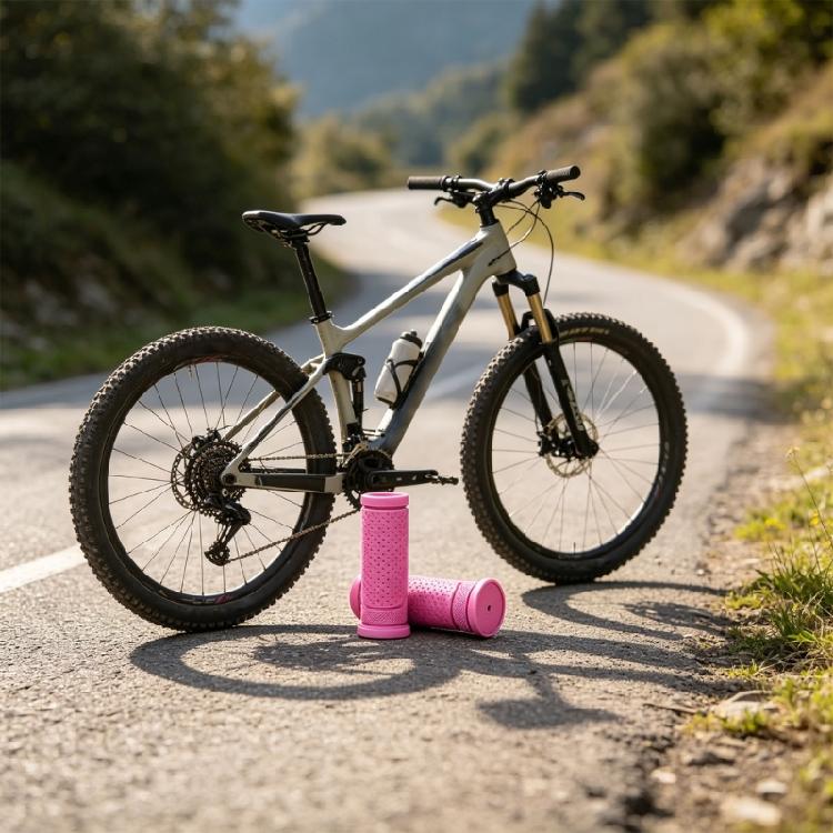Handlebars Grip 1 Pair for Mountain Use and Casual Cycling Gear, Rubber Short Style with Textured Touch for Daily Use