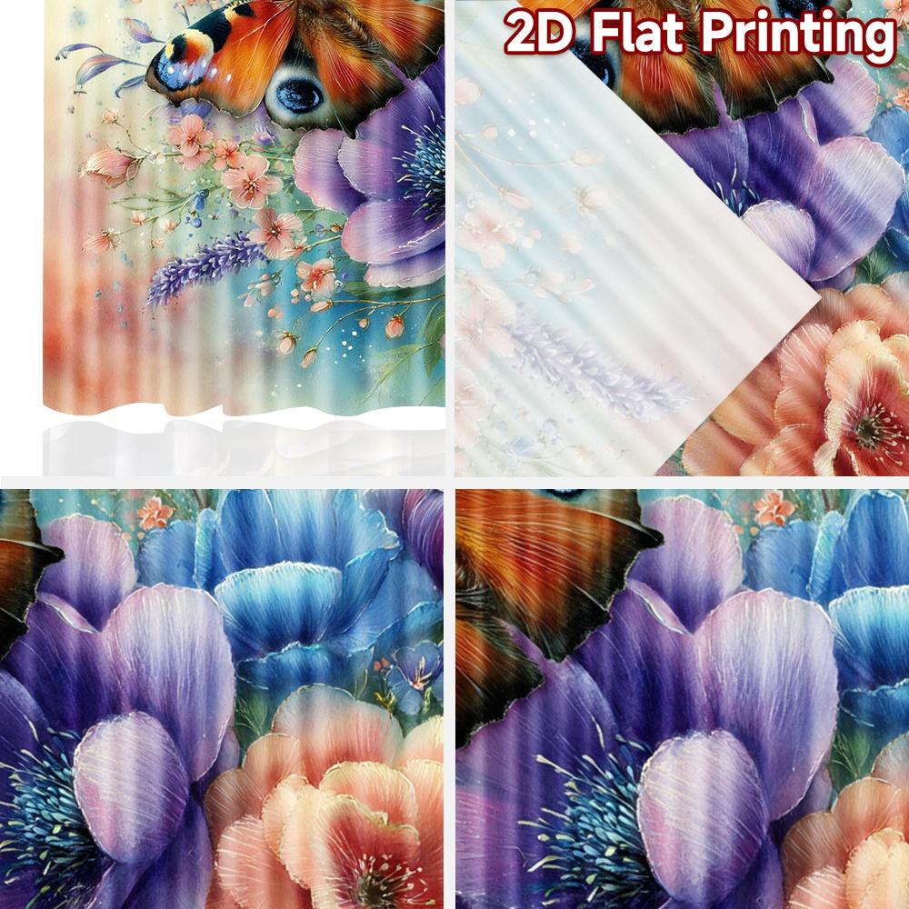 2D Flat Printing 2pcs Curtains Butterflies Floral Garden Digital Printed Polyester Drapes Family Party Use for Booths Studio
