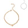 Double Layered Women Anklet Heart Pendant Alloy Adjustable Elegant Chain Anklet Foot Jewelry