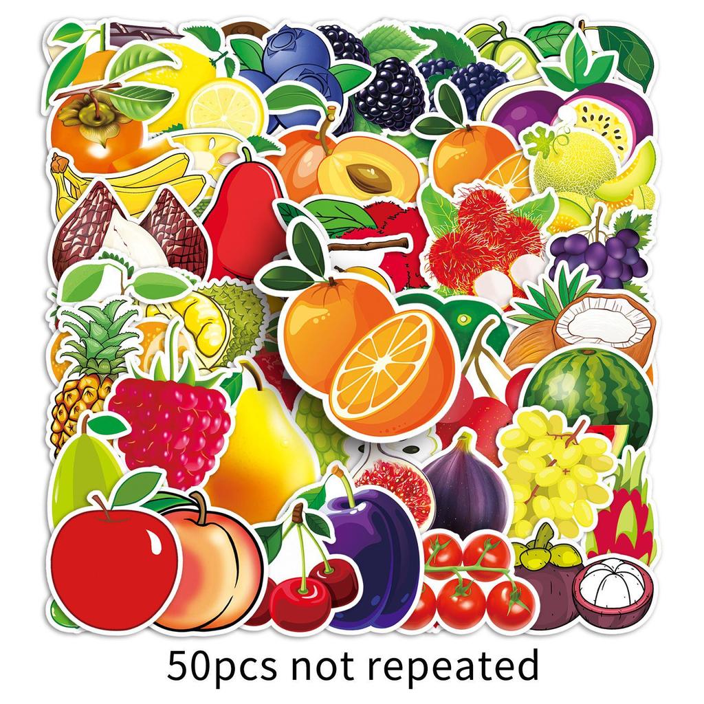 50pcs Waterproof Fruit Cartoon Stickers for DIY Stationery and Planners