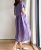 Solid Body L Summer Summer Not Everyday Private Room Short Relaxed Purple [Luxe Relax] Loose, Linen-like Dress, Color, Simple, Covering, Mid-length