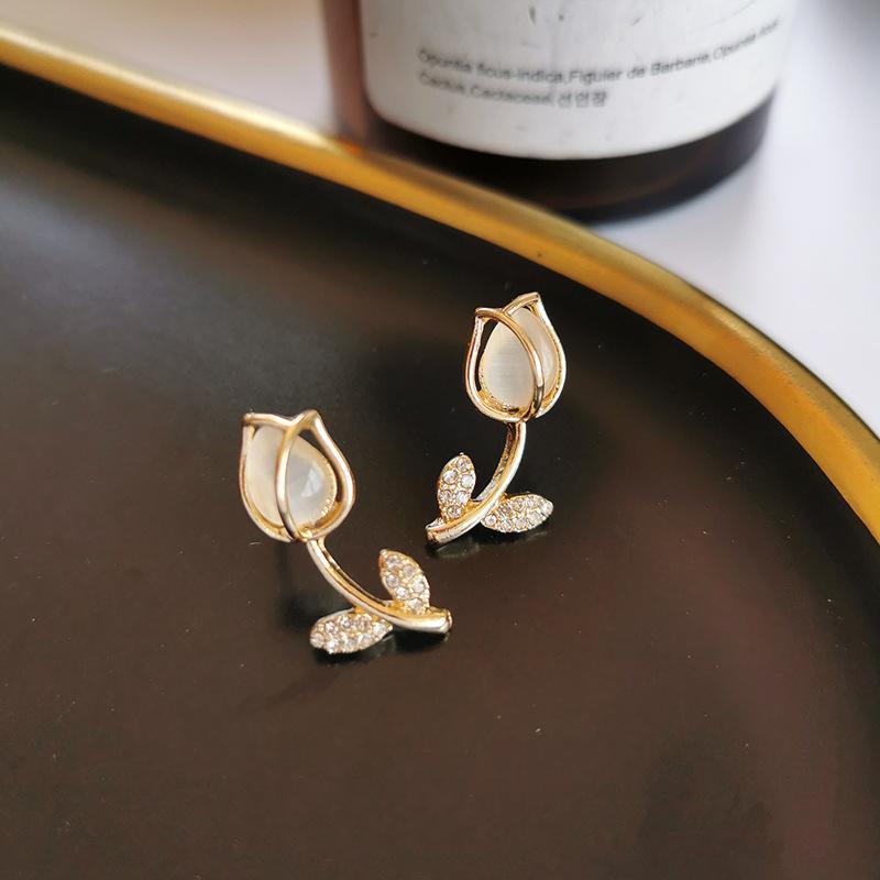 Korean Fashion Flower Butterfly Stud Earrings For Women AAA Zircon Exquisite Leaves Pearl Crystal Earring Party Wedding Jewelry