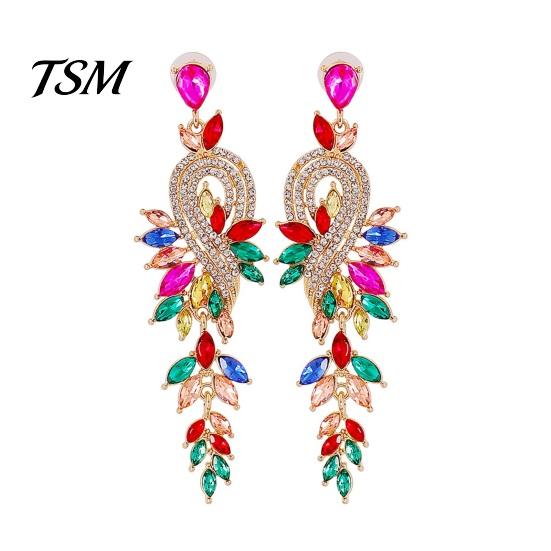 Long Earrings 1 Pair Dangle Geometric Faux Crystal Women Jewelry Elegant Drop for Wedding