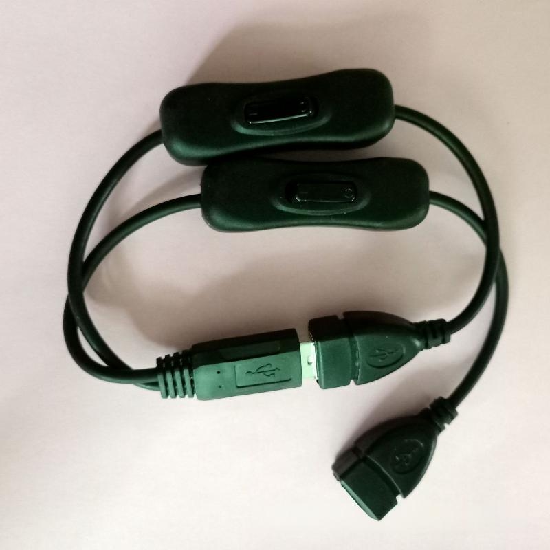 Usb Male To Dual Female Extension Cable With Independent Switch One To Two Usb Power Cord For Led Light Fan Device Power Supply