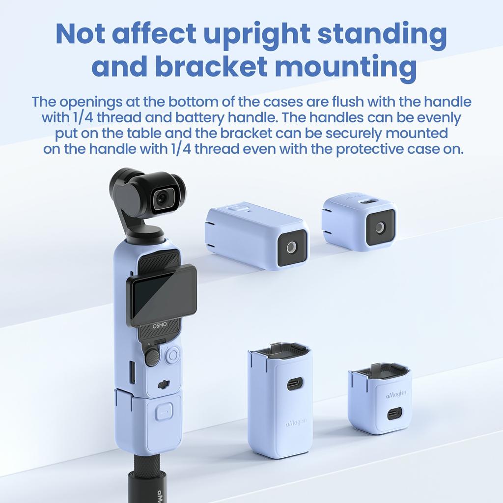 AMAGISN For DJI Osmo Pocket 3 Silicone Protective Case Lens Cap Gimbal Guard Accessory