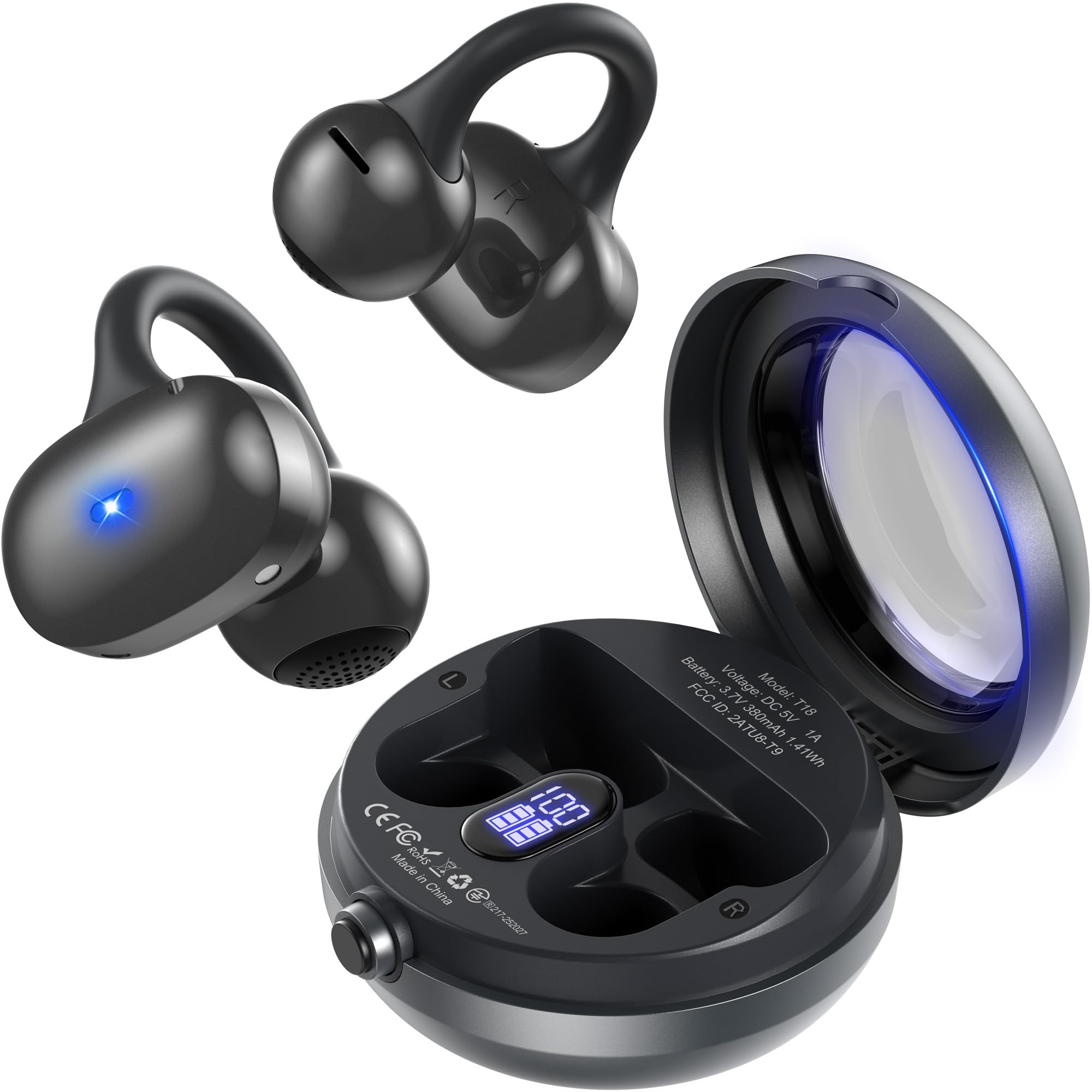 

for FWFX Wireless Bluetooth Ear Refined Sound 40 Hours of Continuous Battery Level IPX5 Fast Clear Microphone [New 2026] Earbuds, 5.4 Cuffs, Clip-on сірий колір