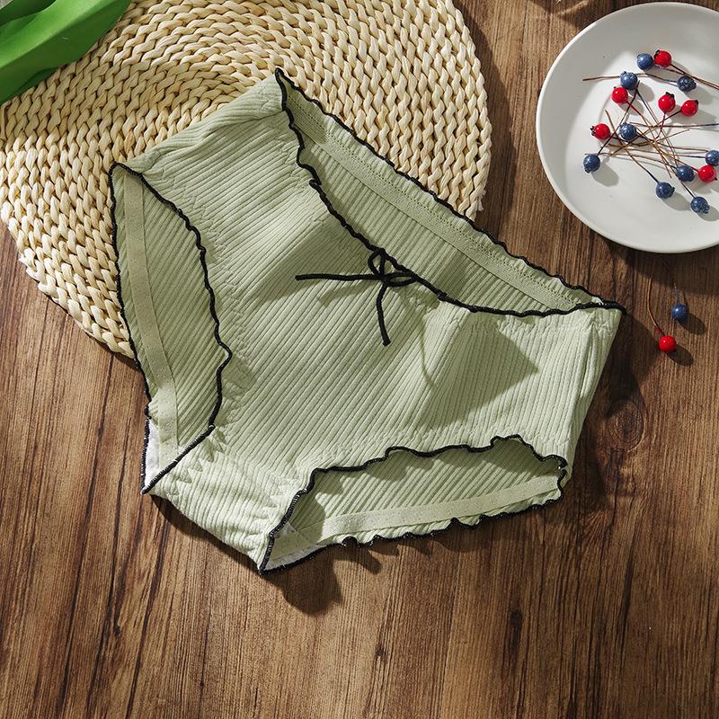 

Нижнее белье для девочек, простые трусики с бантом, кружевные трусики с нитками, хлопковое нижнее белье, треугольные трусики XL чай зеленый