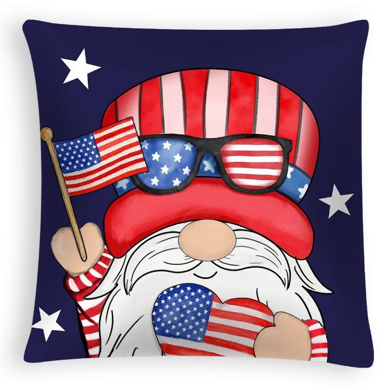 New American Independence Day Pillowcase, American Peach Skin Velvet Printed Cushion Cover, Sofa Pillow Cover