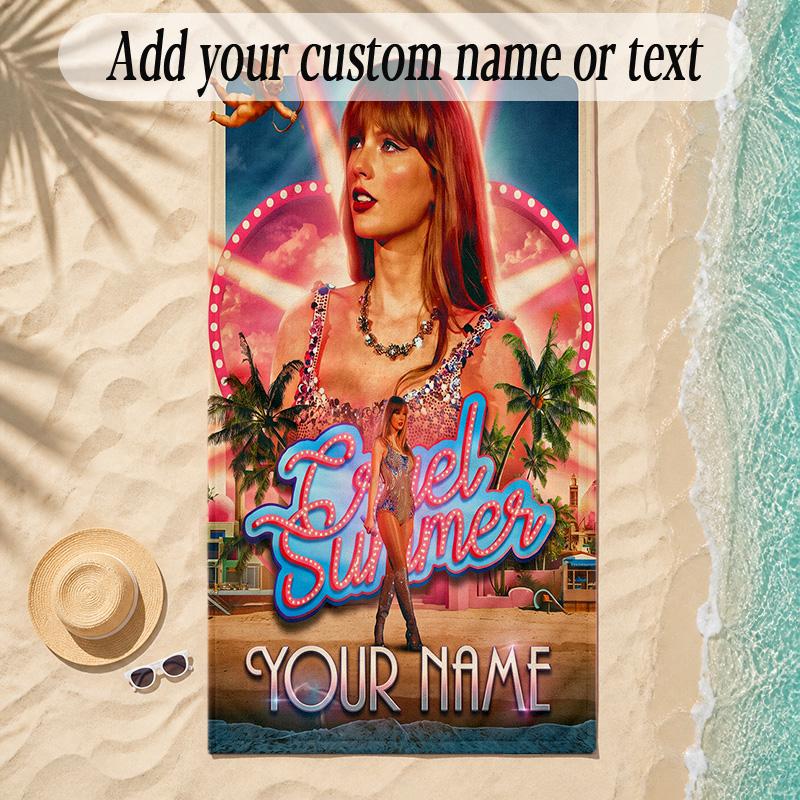 Beach TowelTaylor Swift Custom Name Text Personalized Soft Towel for Beach Pool Indoor Home Decor Gift