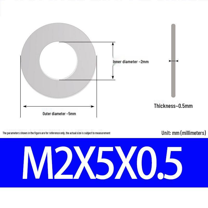 304 Stainless Steel Ultra-Thin Flat Washer, Thickness: 0.1/0.2/0.3/0.4/0.5 Mm, Sizes M1-M8