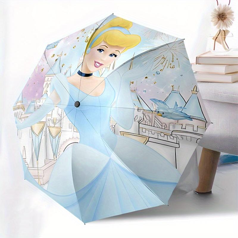 Cinderella, Castle Automatic Opening and Closing Umbrella - 8 Ribs Portable Folding Umbrella with Plastic Handle, Suitable for Leisure and H