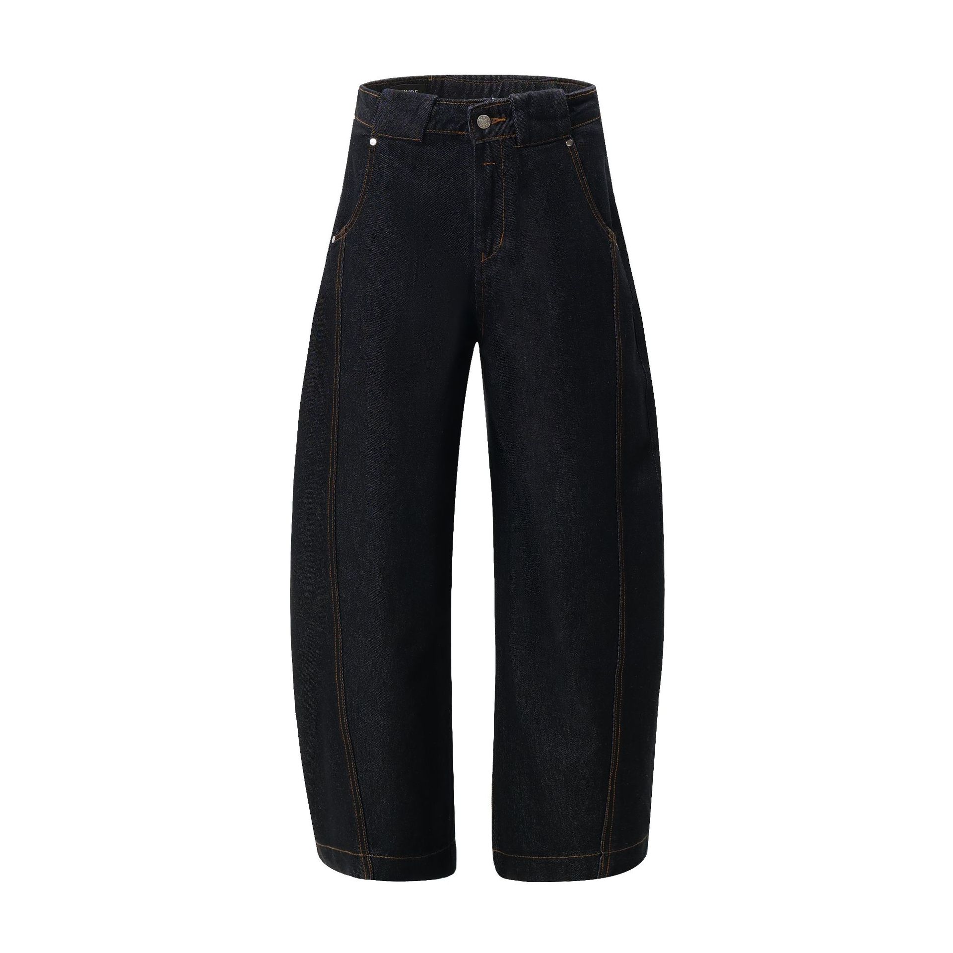 Men s clothing American retro washed jeans men s ruffian handsome high-end scimitar wide-leg trousers XS чёрный