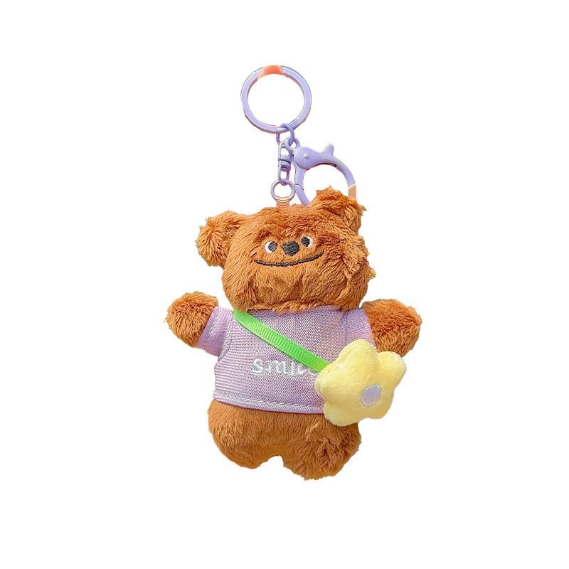 Flower Bear Plush Keychain Toy Stuffed Doll Backpack Pendant Gift Decoration