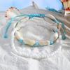 Fashion Two Pieces Boho Beach Shell Ankle Bracelet, Handmade Braided Adjustable String Seashell Anklets For Women Jewelry Summer