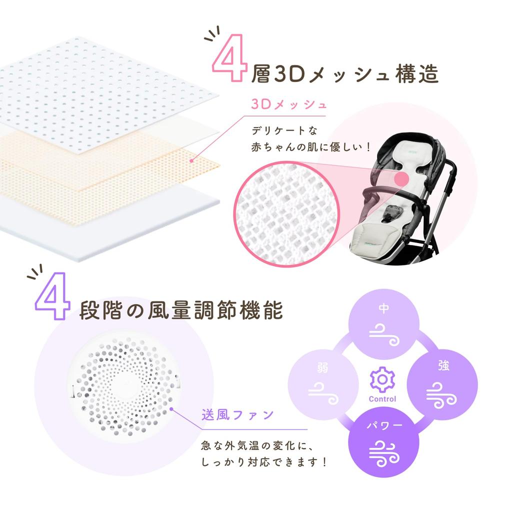 Airluv4 Oreo Fan Stroller Perfect for Car and Cooling Seat for Perfect for Heat Relief In Summer and Helping Your Baby Almond Cream Flavor Seat,