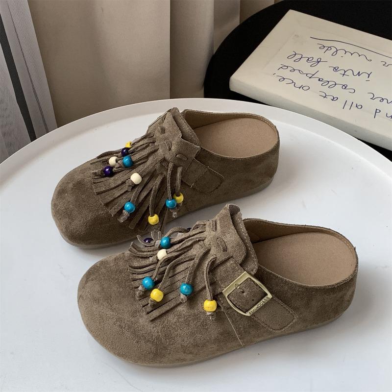 New Products Are On Sale In Autumn, New Thick-bottomed Tassel Lazy People Pedal Casual Half Slippers 5909
