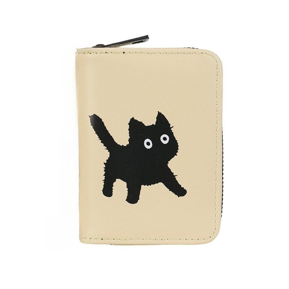 Fashion Cartoon Cat Wallet Zipper PU Leather Leather Card Holder Multiple Card Multi-functional Organ Card Bag Student