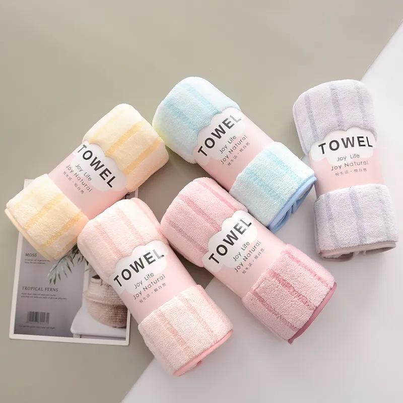 [Pack of 5] High-density coral fleece warp knitted towel plain color bar adult face towel face towel skin-friendly