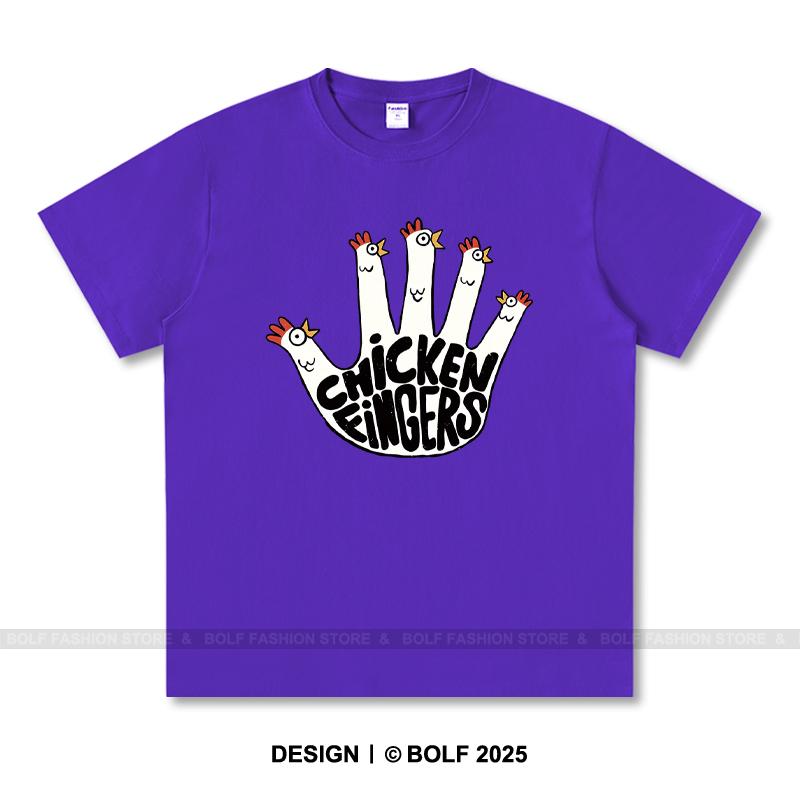 Chicken Fingers Printed T-Shirt 100% Cotton Oversized Foodie Graphic Tees for Men Women Summer Tops Snackcore Streetwear