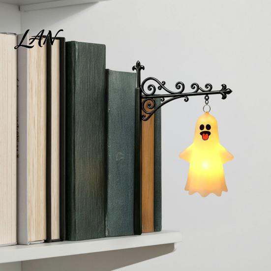 Dark Academic Room Accessories Halloween Bookshelf Light, Vintage Metal Decorative Shelf Lamp, Battery Powered Book Nook Light Warm LED Nightlight for