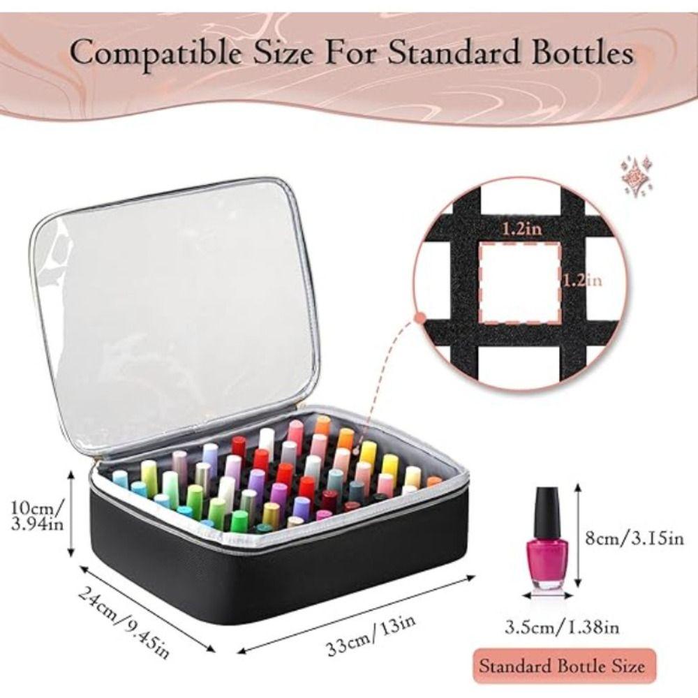 Large Capacity Nail Polish Organizer Bag with Shoulder Strap 96 Compartment Nail Care Kit Bag Handheld Essential Oil Storage Bag