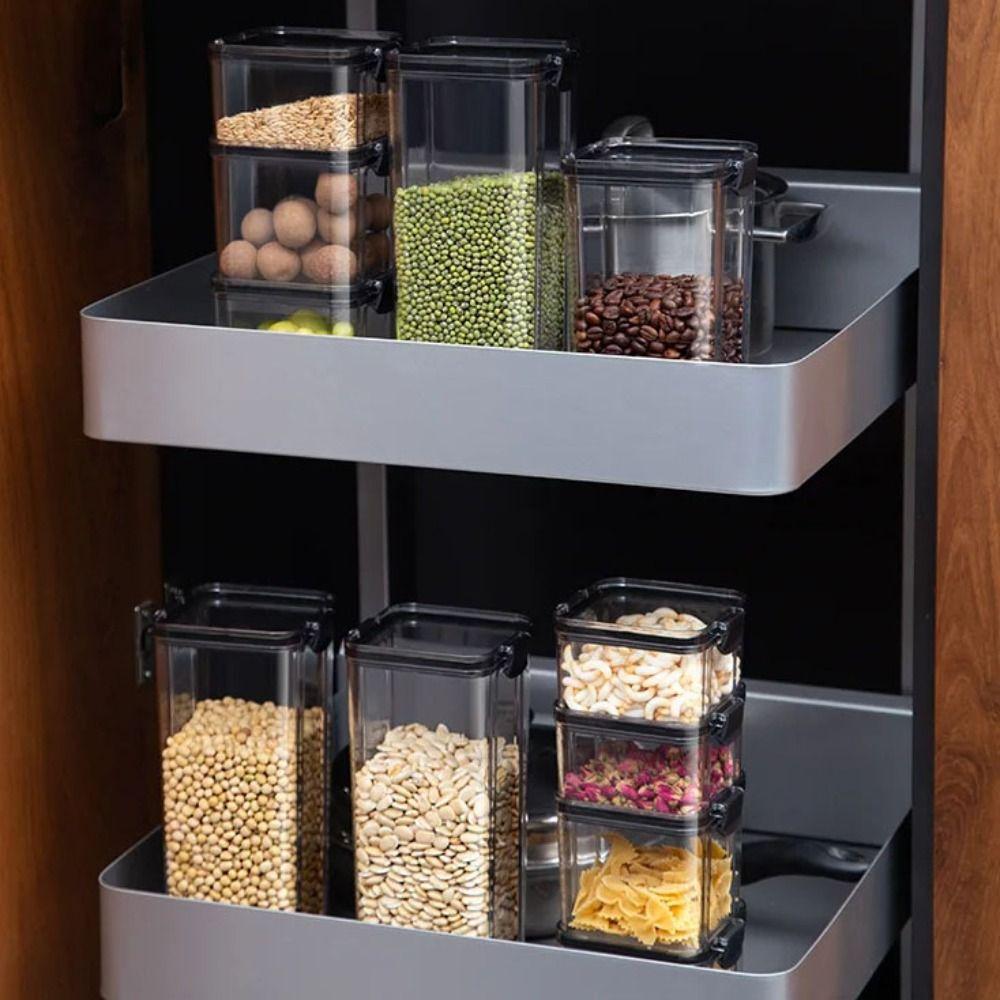 Transparent Stackable Food Storage Boxes Sealed Square Fresh-Keeping Boxes  Dried Fruits Storage