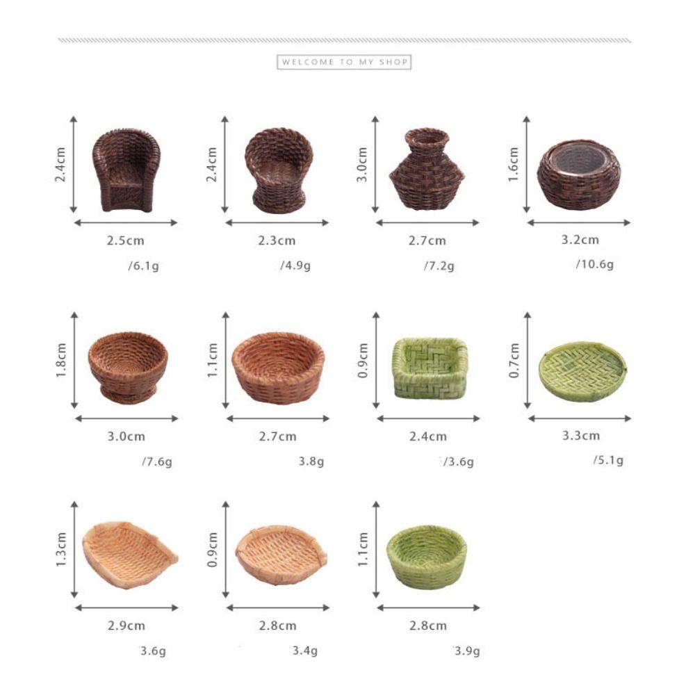 2pcs 2-4cm Bamboo Basket Chair Dustpan Dollhouse Simulation Decoration  Dolls House Accessories
