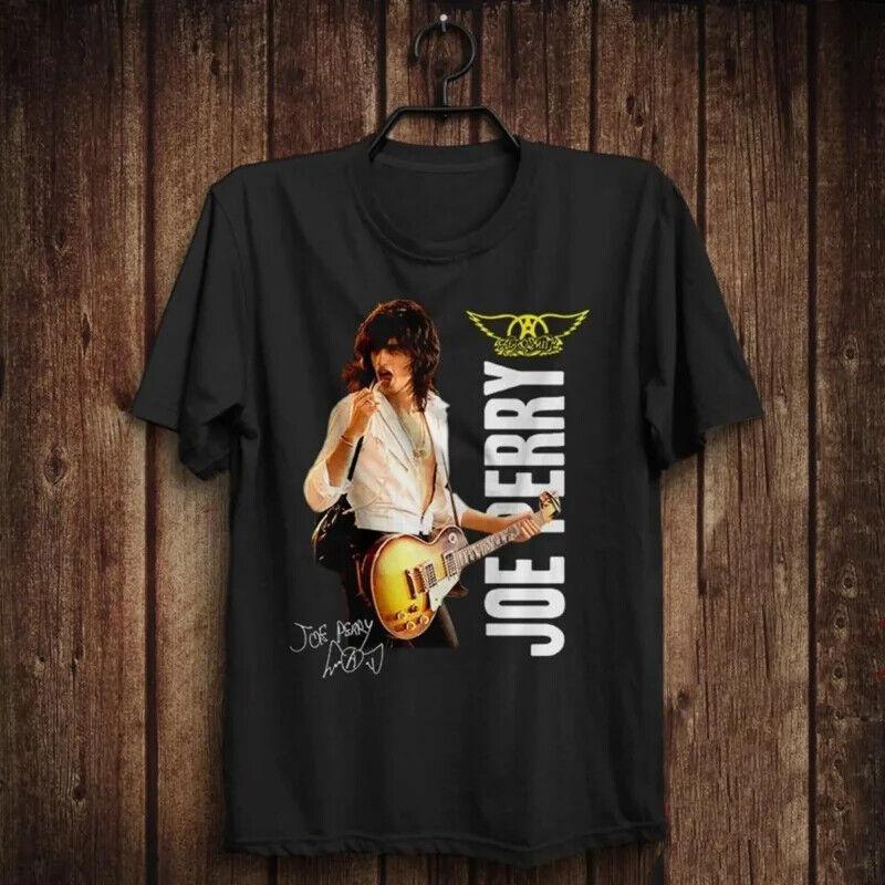 REBAJA Nueva Popular Joe Perry Años 80 Regalo Para Fans Camiseta Negra Todas las Tallas Camiseta Unisex