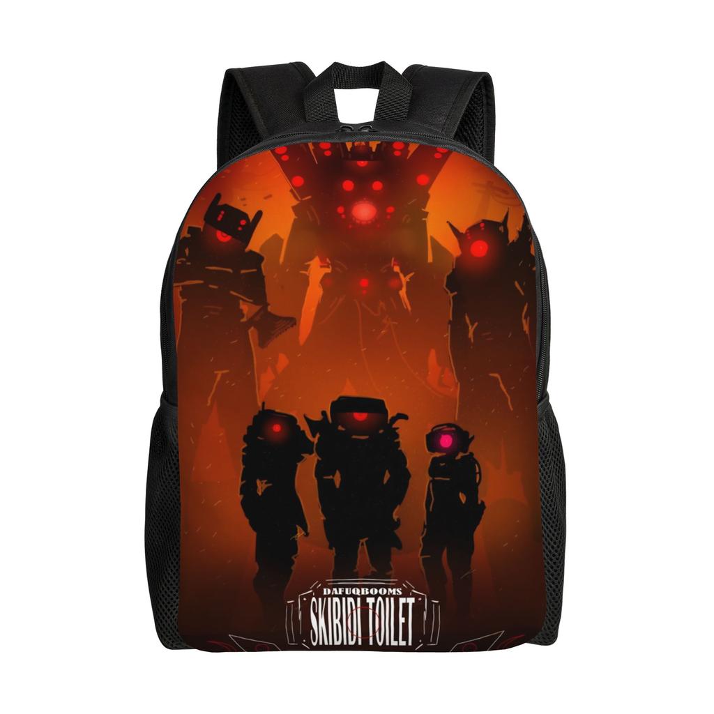 Skibidi Toilette Rucksack für Männer Frauen Lässig High School Arbeit Tagesrucksack Anime Cartoon Kameramann Titan Laptop Leinwandtaschen Sport