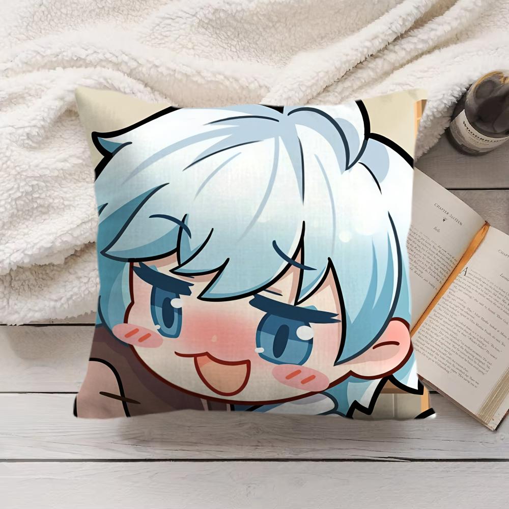 Chongyun Cute Genshin Impact Cushion Cover Silky Short Plush Invisible Zipper Dustproof Sofa Pillow Case For Home Decor