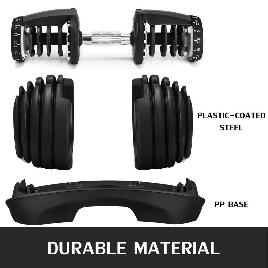 Adjustable Dumbbells 24kg / 52.5-pound Short Barbell Quick Choice for Home Gym Workouts