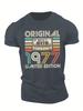 Unisex Cotton Short Sleeve 1977 Men's Retro Cassette Tape Pattern T-Shirt Retro Geometric Stripes Summer Top Casual T-Shirt Nostalgic Unisex,gift,Top