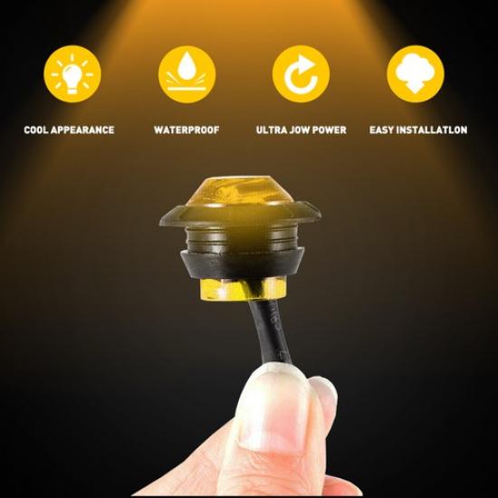 10x LED Round Amber Clearance Marker Side 3/4" Fit Car Truck Trailer RV Lights F