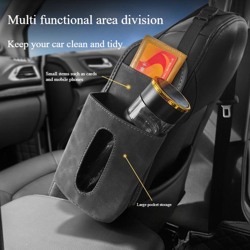 Suede Material Car Seat Hanging Bag Universal Tissue Box Paper Bag Chair Back Side Storage Car Interior Organization Accessory