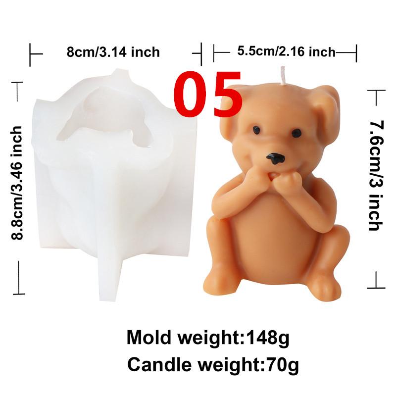 

3D Animal Cat Dog Silicone Candle Mold Sitting Fat Cat See No Hear No Speak No Puppy Bear Gypsum Pet Decor Home Decoration