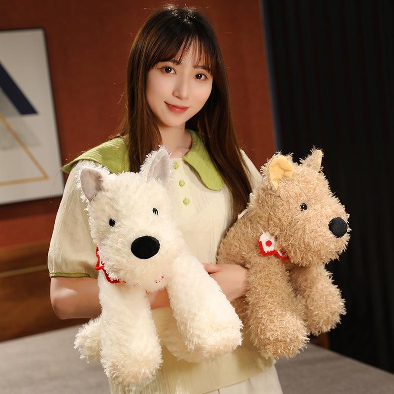 Simulated West Highland Dog Doll Plush Toys Puppy Doll Children's Sleeping Soothing Doll Birthday Gift