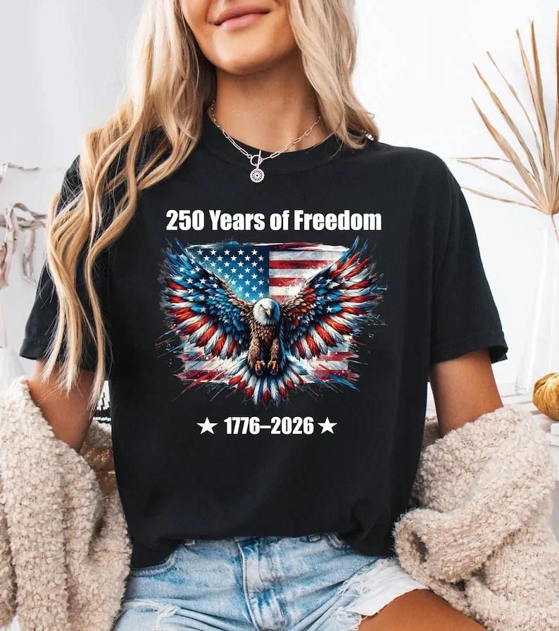 250 Years of Freedom Shirt, Patriotic Eagle USA Tee S