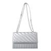 Striped chain bag women's 2025 new retro texture messenger bag trendy solid color fashion embroidery thread shoulder small square bag